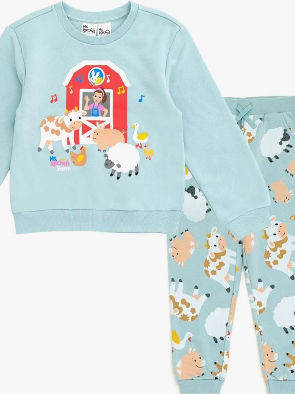 Ms. Rachel Light Blue Farm Animal Pajama Set